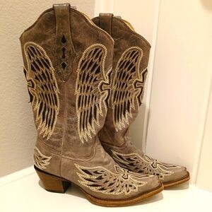 CORRAL Sequined Wings and Cross Cowgirl Western Boots